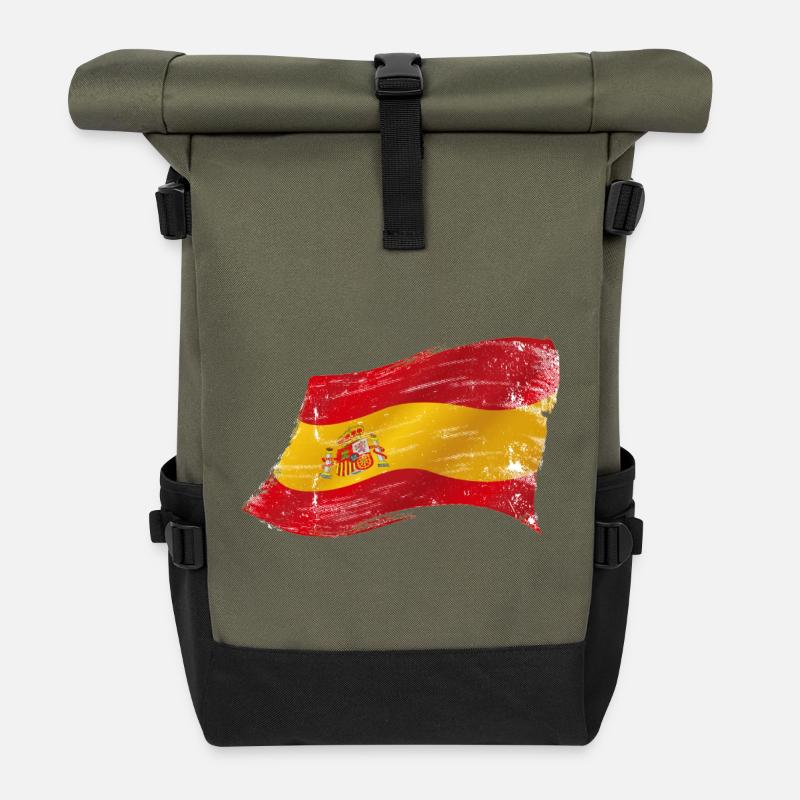 Bandera España ✅ Drapeau ✔ espagnol - Sac à dos roll top - olive/noir