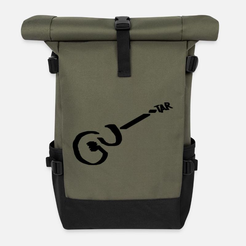 Guitar Pikto schwarz - Rolltop Rucksack - Olive/Schwarz