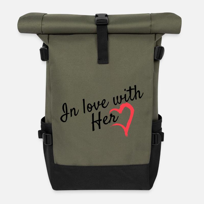 Liebe Partnerlook - Rolltop Rucksack - Olive/Schwarz