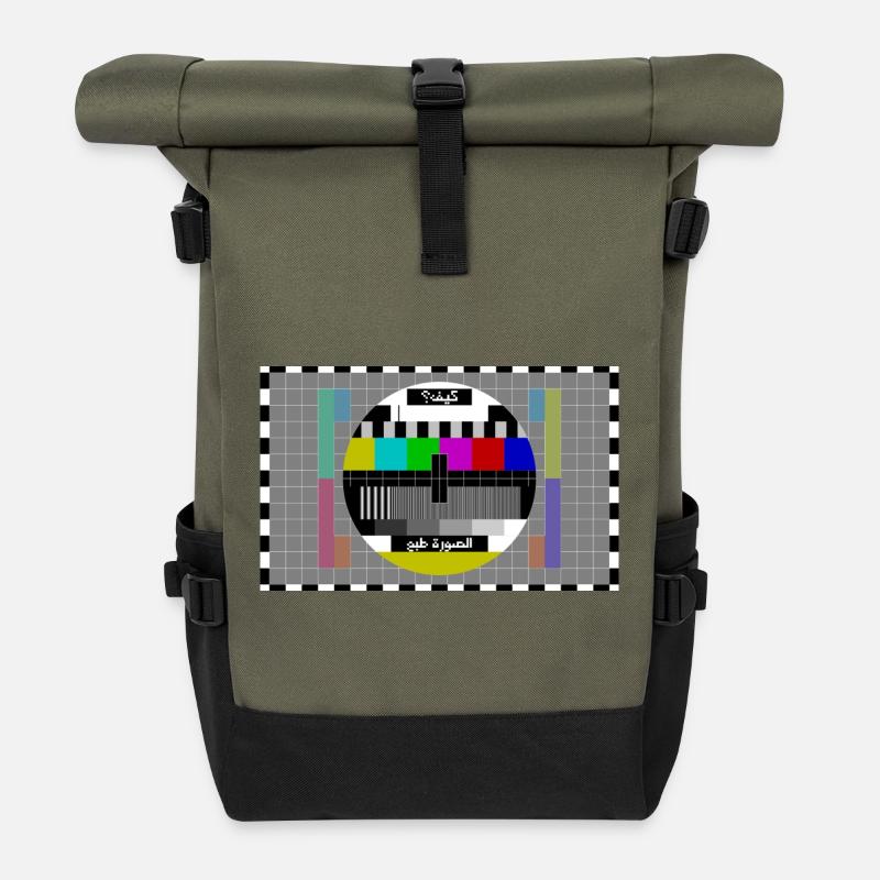 TV Test Picture Arabic - Roll Top Backpack - olive/black