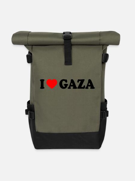 I love gaza - Roll Top Backpack - olive/black