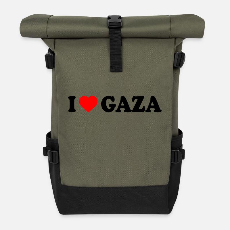 I love gaza - Rolltop Rucksack - Olive/Schwarz