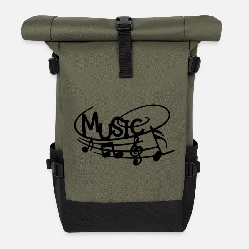 Musik in der Haut (Schwarz) - Rolltop Rucksack - Olive/Schwarz