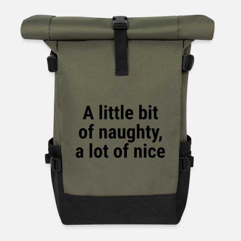 Ein bisschen frech, viel schönes Schwarz - Rolltop Rucksack - Olive/Schwarz
