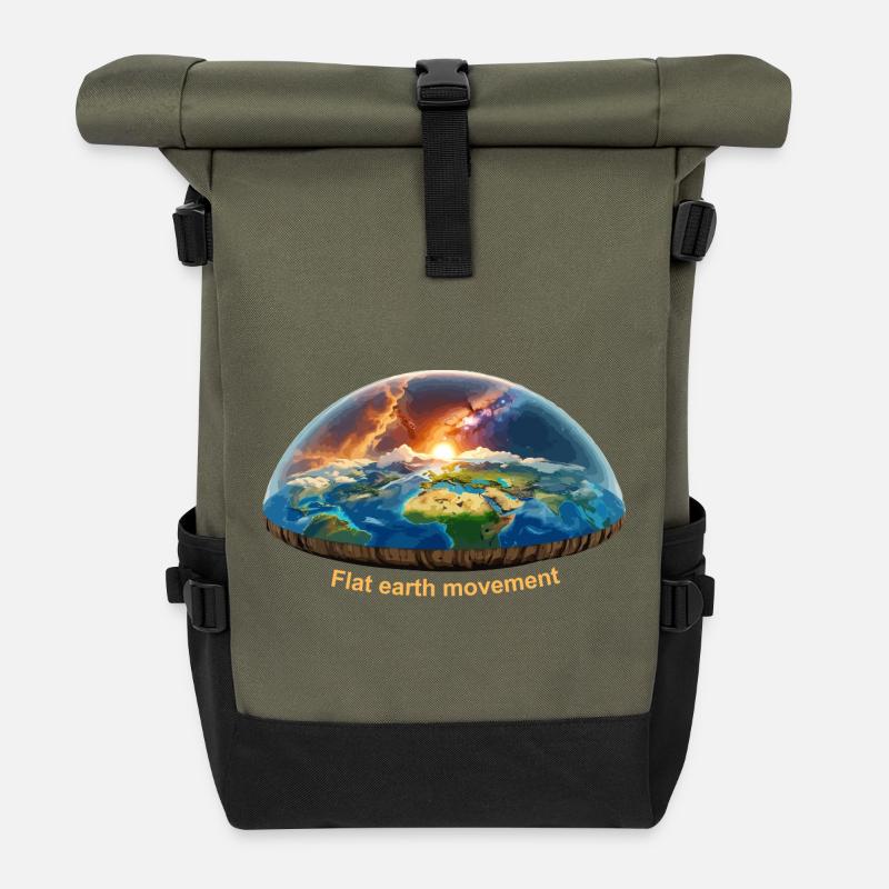 Mouvement de la terre plate - Sac à dos roll top - olive/noir