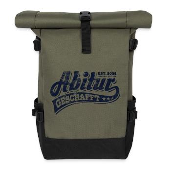 Abi Est 2026 - Abitur - Geschenk - Rolltop Rucksack - Olive/Schwarz - Vorne