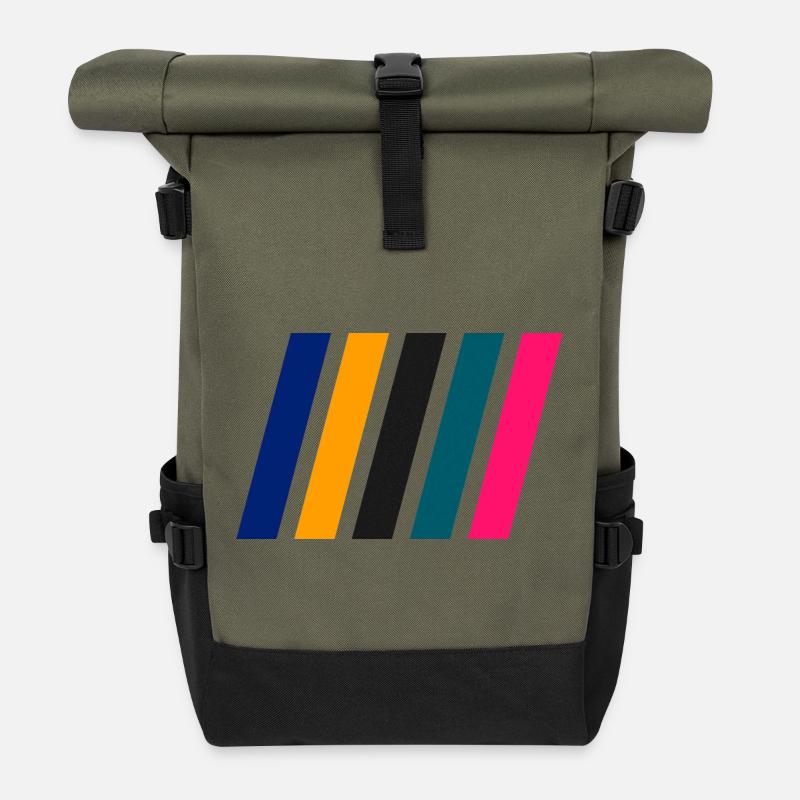 COLOR STRIPES I - Rolltop Rucksack - Olive/Schwarz