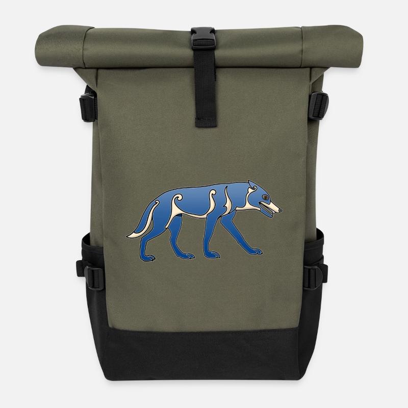 Pictish_wolf - Roll Top Backpack - olive/black