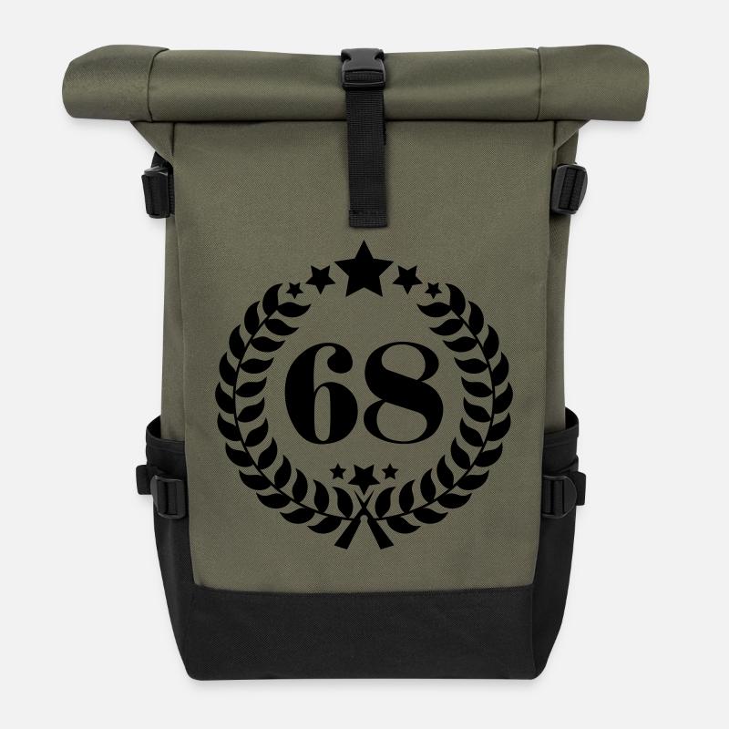 68e couronne anniversaire - anniversaire Couronne - Sac à dos roll top - olive/noir