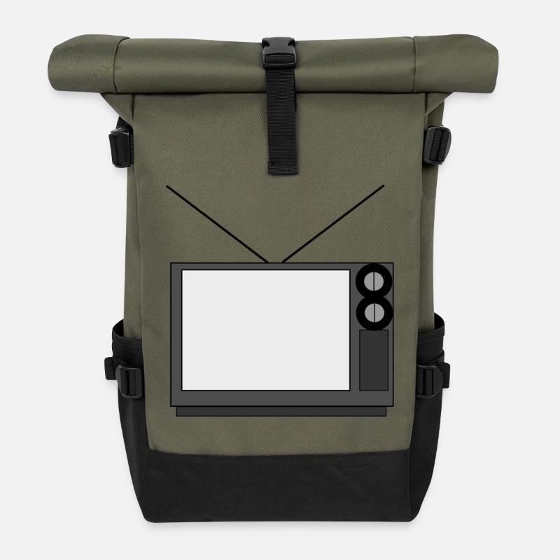 monitor television fernseher tv flatscreen compute - Rolltop Rucksack - Olive/Schwarz