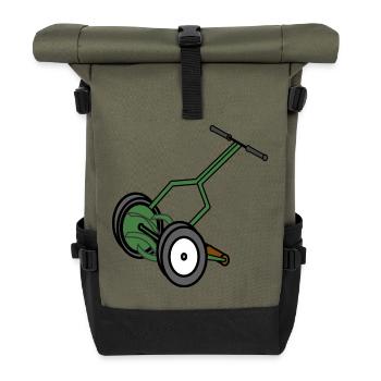 rasenmaeher lawn mower mowing machine4 - Roll Top Backpack - olive/black - Front