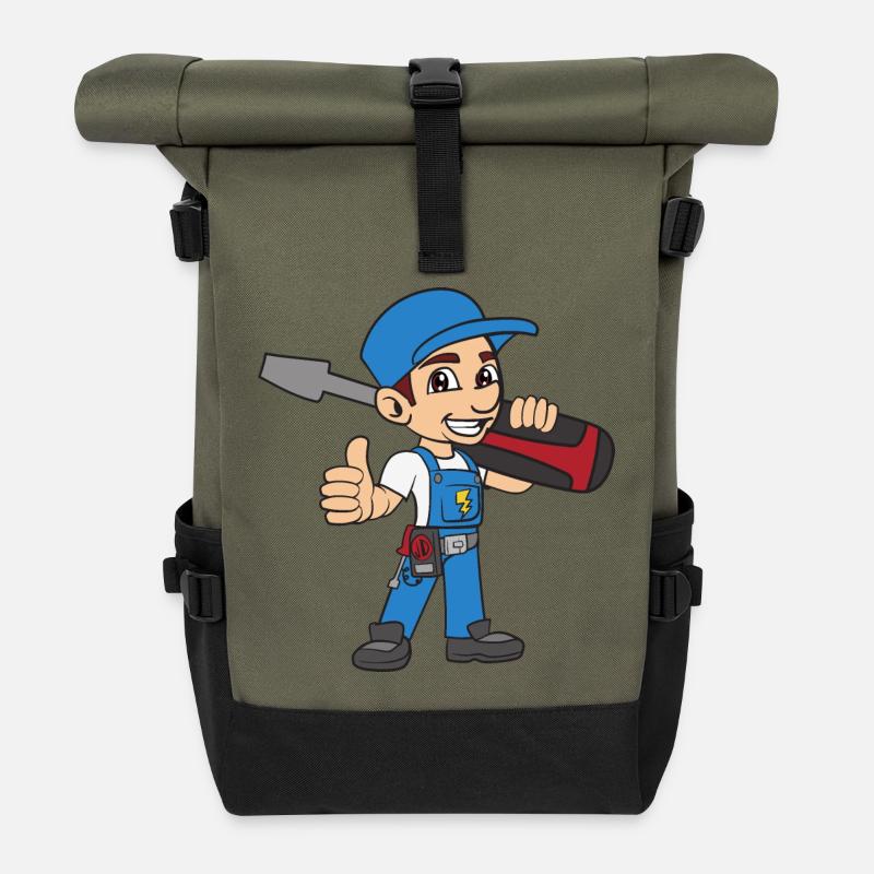 electrician - Roll Top Backpack - olive/black
