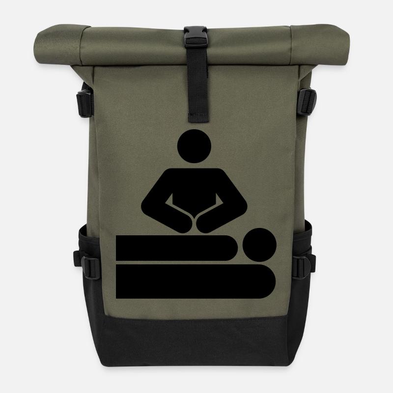 MASSAGE - Sac à dos roll top - olive/noir