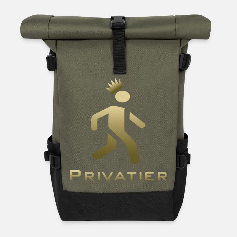 Privatier Design in Gold - Rolltop Rucksack - Olive/Schwarz