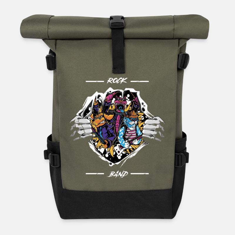 Rock Band - Rolltop Rucksack - Olive/Schwarz