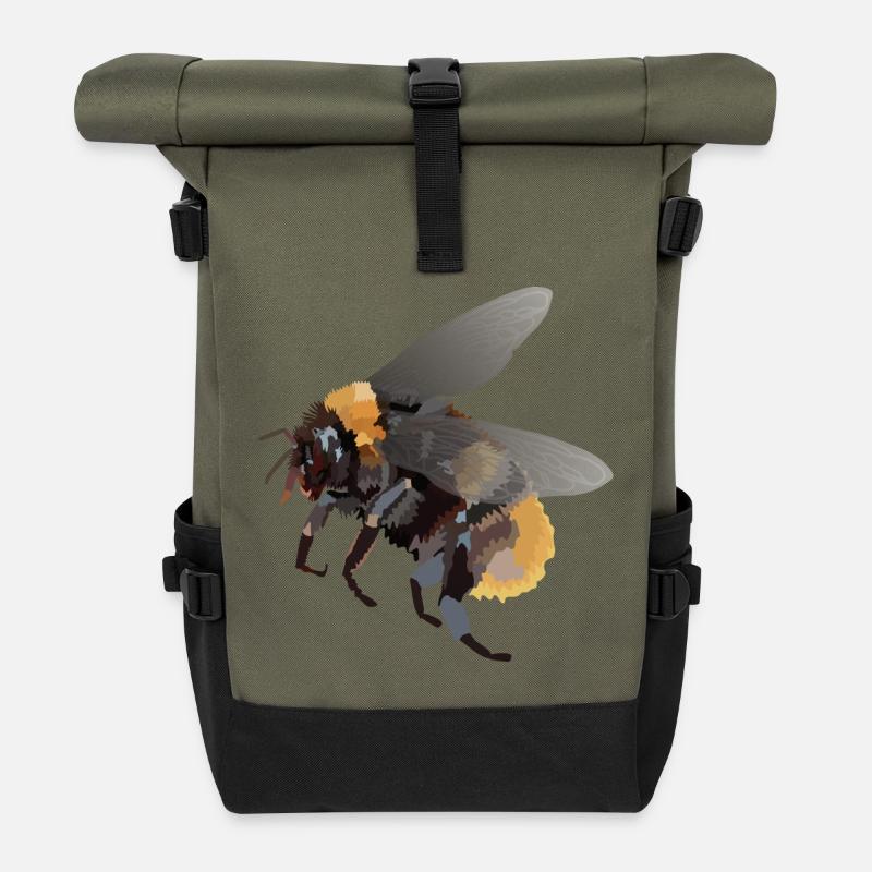 Heike, die Hummel - Rolltop Rucksack - Olive/Schwarz
