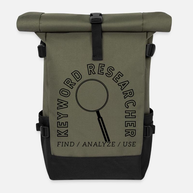 Chercheur en mots-clés – Conception d’emblèmes SEO - Sac à dos roll top - olive/noir