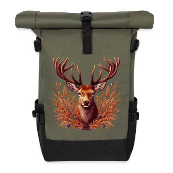 Deer - Roll Top Backpack - olive/black - Front