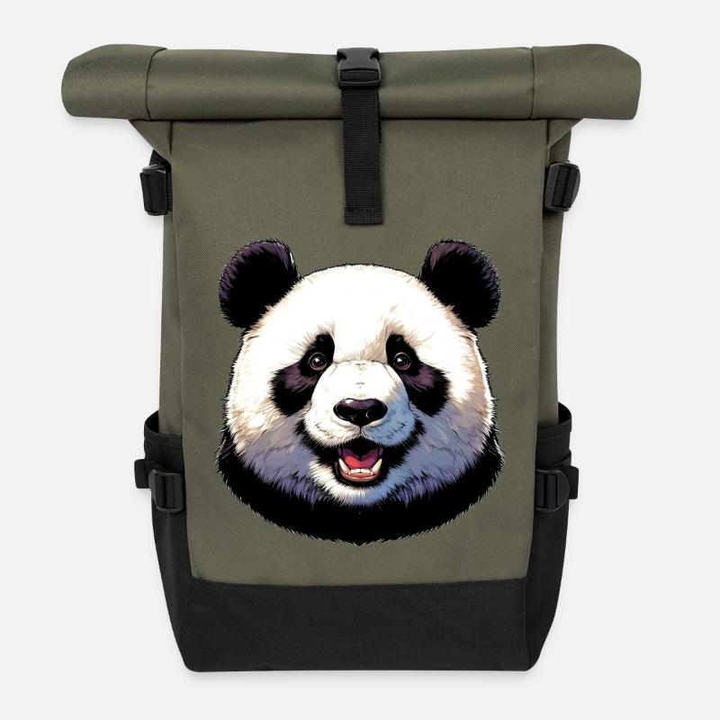 Panda - Roll Top Backpack - olive/black