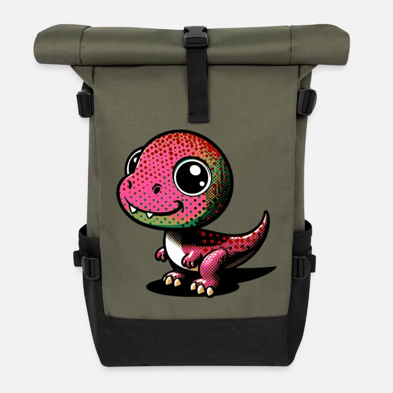 Dinosaurier - Rolltop Rucksack - Olive/Schwarz