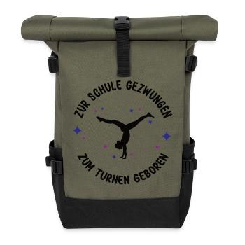 ZUR SCHULE GEZWUNGEN ZUM TURNEN GEBOREN Turnoutfit - Rolltop Rucksack - Olive/Schwarz - Vorne