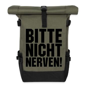 Bitte nicht nerven - Rolltop Rucksack - Olive/Schwarz - Vorne