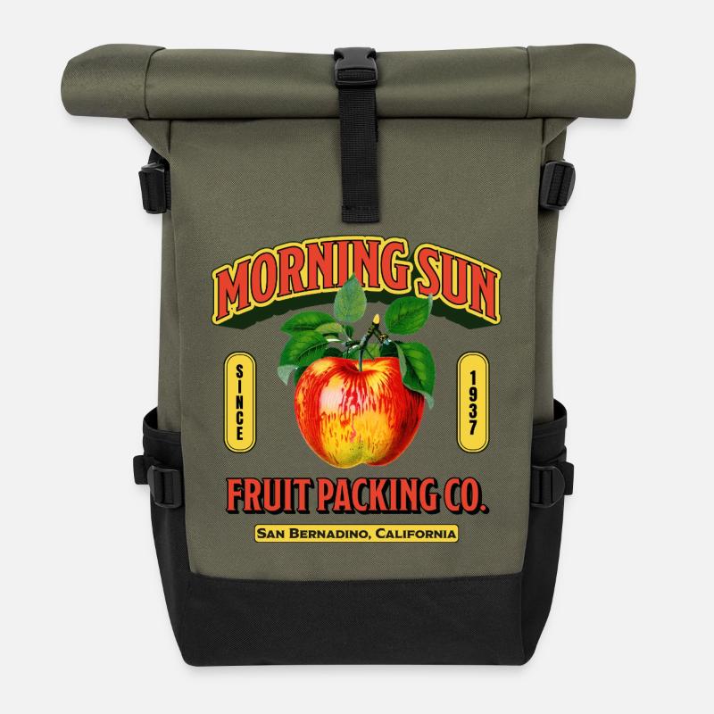 Morning Sun Fruit Label - Rolltop Rucksack - Olive/Schwarz