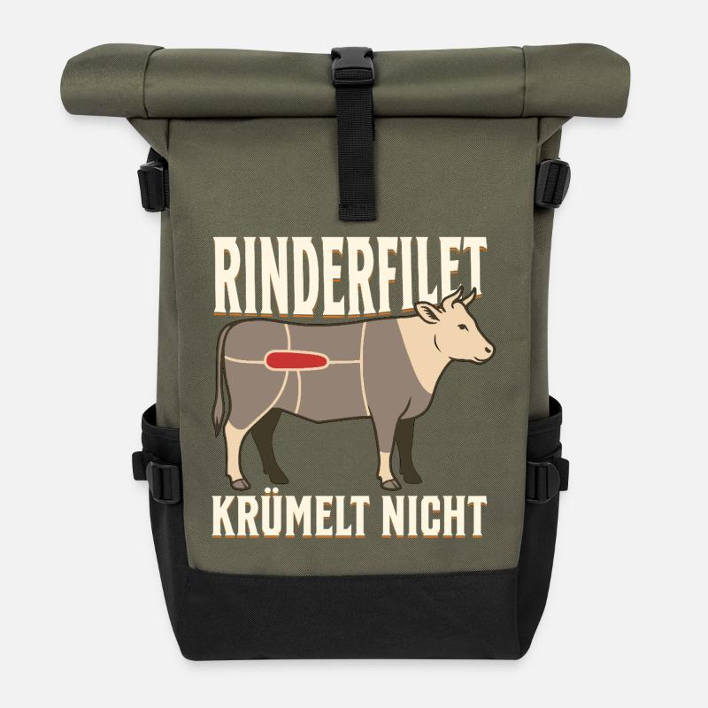 Rinderfilet krümelt nicht - Rolltop Rucksack - Olive/Schwarz