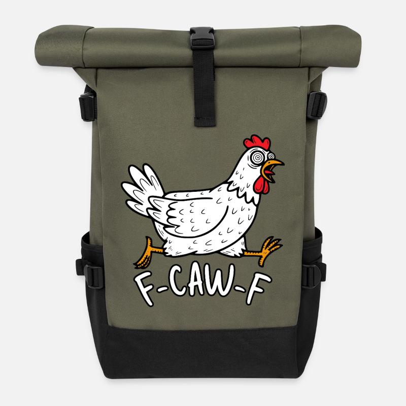 F-Caw-F Huhn - Rolltop Rucksack - Olive/Schwarz