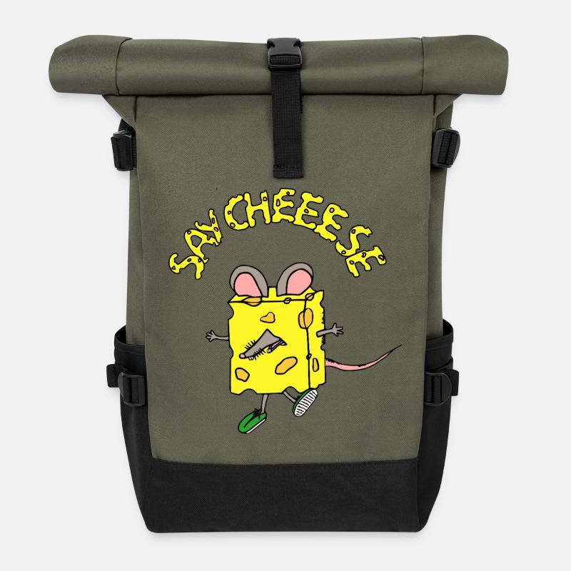 Cheese hero in comic style - Roll Top Backpack - olive/black