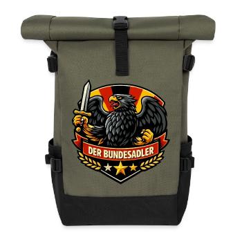 Bundesadler-Wappen - Rolltop Rucksack - Olive/Schwarz - Vorne