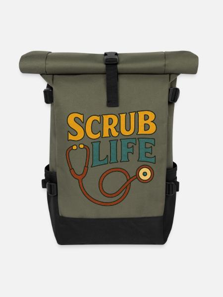 Scrub Life Medizinisches Stethoskop - Rolltop Rucksack - Olive/Schwarz