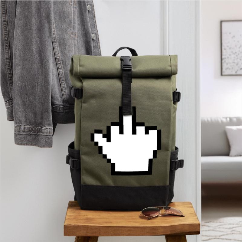 Mouse Hand Middle Finger Mouse Pointer Roll Top Backpack