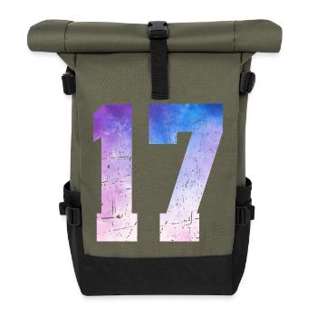 numéro 17 – Cadeau anniversaire 17 ans - Sac à dos roll top - olive/noir - Devant