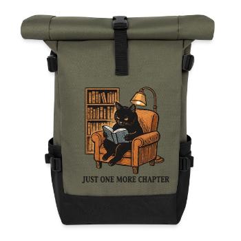 Chat qui lit dans la chaise lumineuse - Sac à dos roll top - olive/noir - Devant