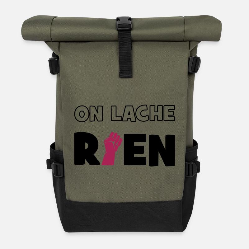 On lâche rien ! - Sac à dos roll top - olive/noir