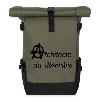 t-shirt anarchy architect of the mess tote bag - Roll Top Backpack - olive/black - Front