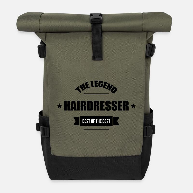 Friseur - Friseur - Frisur - Rolltop Rucksack - Olive/Schwarz