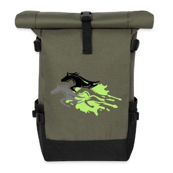 chevaux - étalon - jument - poulain - Sac à dos roll top - olive/noir - Devant
