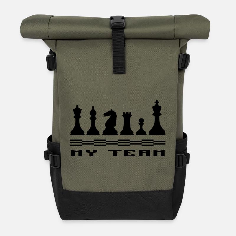 Échecs - Sac à dos roll top - olive/noir