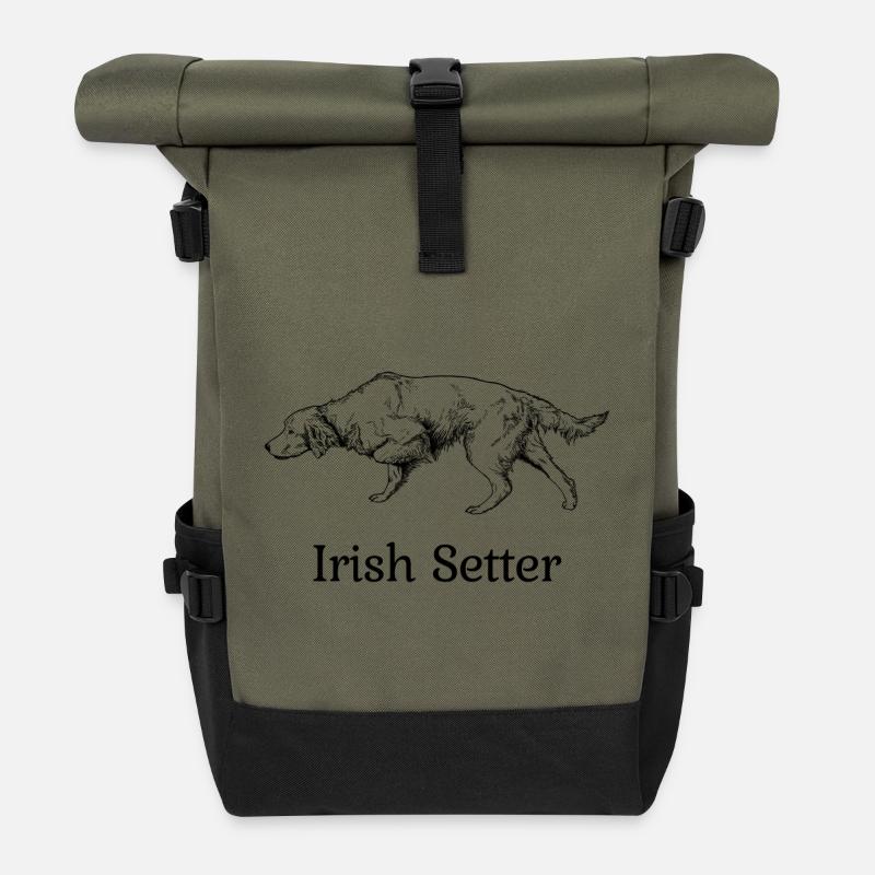 Irish Setter vorstehend - Rolltop Rucksack - Olive/Schwarz