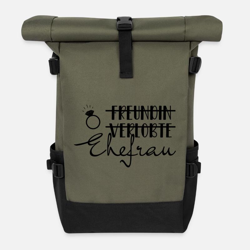 Verlobte Ehefrau Braut Hochzeit Bride hen night - Rolltop Rucksack - Olive/Schwarz