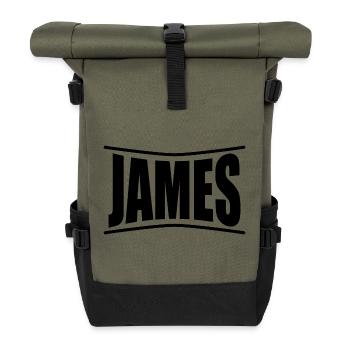 name t-shirt James t-shirt gift idea - Roll Top Backpack - olive/black - Front