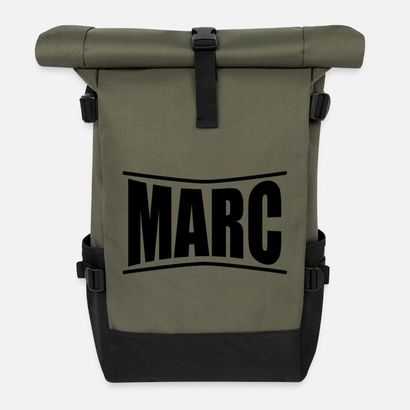 T-Shirt Marc T-Shirt Geschenkidee - Rolltop Rucksack - Olive/Schwarz