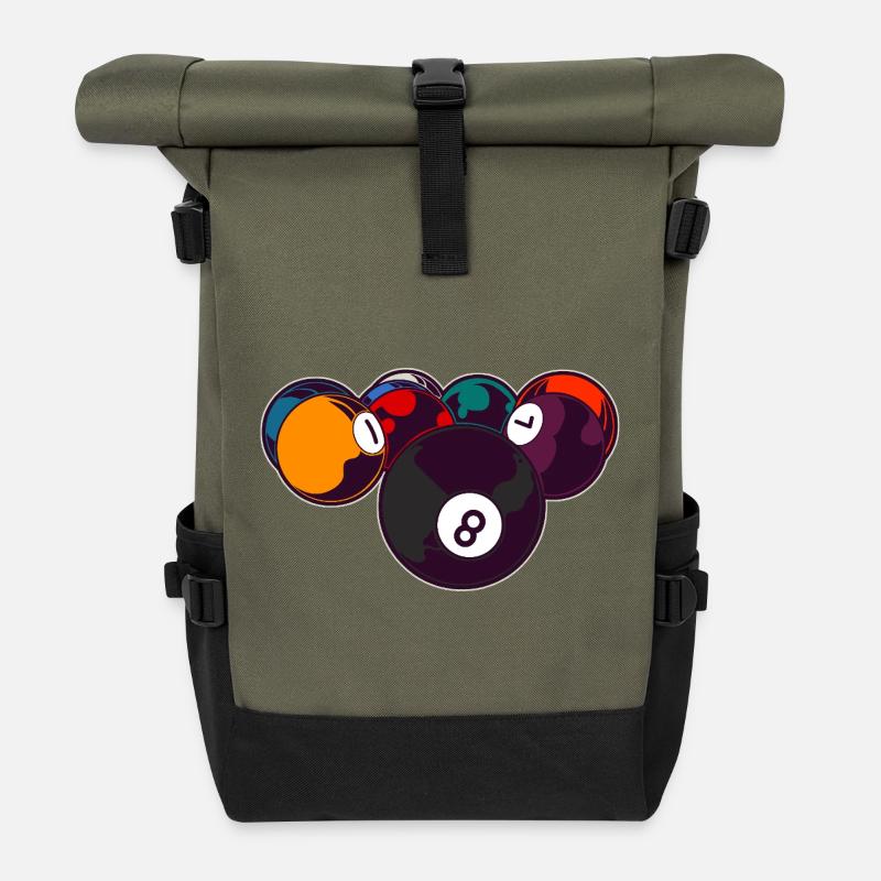 Billard 8 Ball - Rolltop Rucksack - Olive/Schwarz
