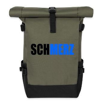 Schmerz no merz - Rolltop Rucksack - Olive/Schwarz - Vorne