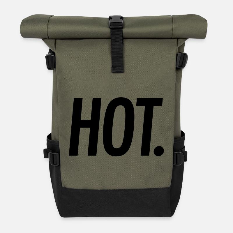 CHAUD. – Typographie audacieuse - Sac à dos roll top - olive/noir