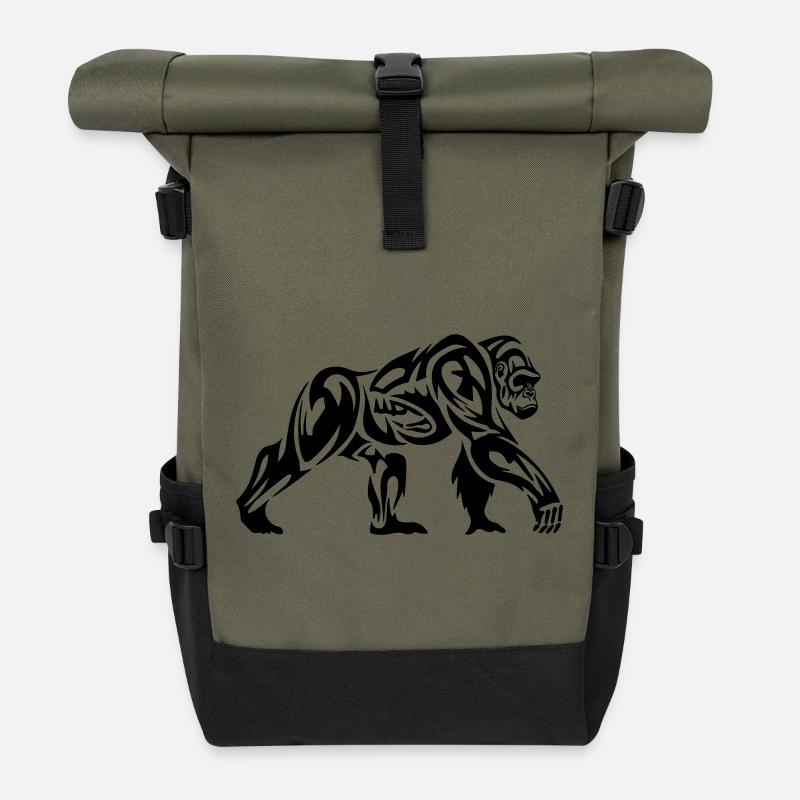 Gorilla Tribal - Rolltop Rucksack - Olive/Schwarz