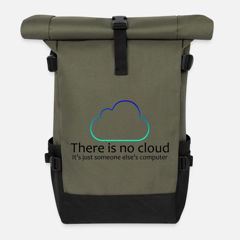 Keine Cloud-Programmierung Lustiges T-Shirt - Rolltop Rucksack - Olive/Schwarz