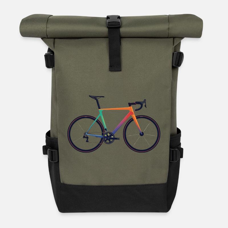 Rennrad_bunt - Roll Top Backpack - olive/black